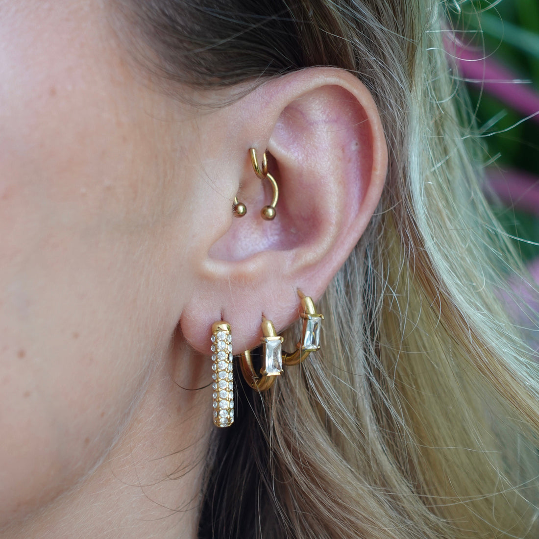 Boucles d'oreilles Florine en acier inoxydable portées – Rélia Bijoux